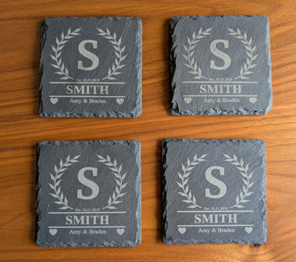 Personalized slate coasters 