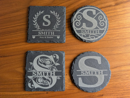 Personalized slate coasters 